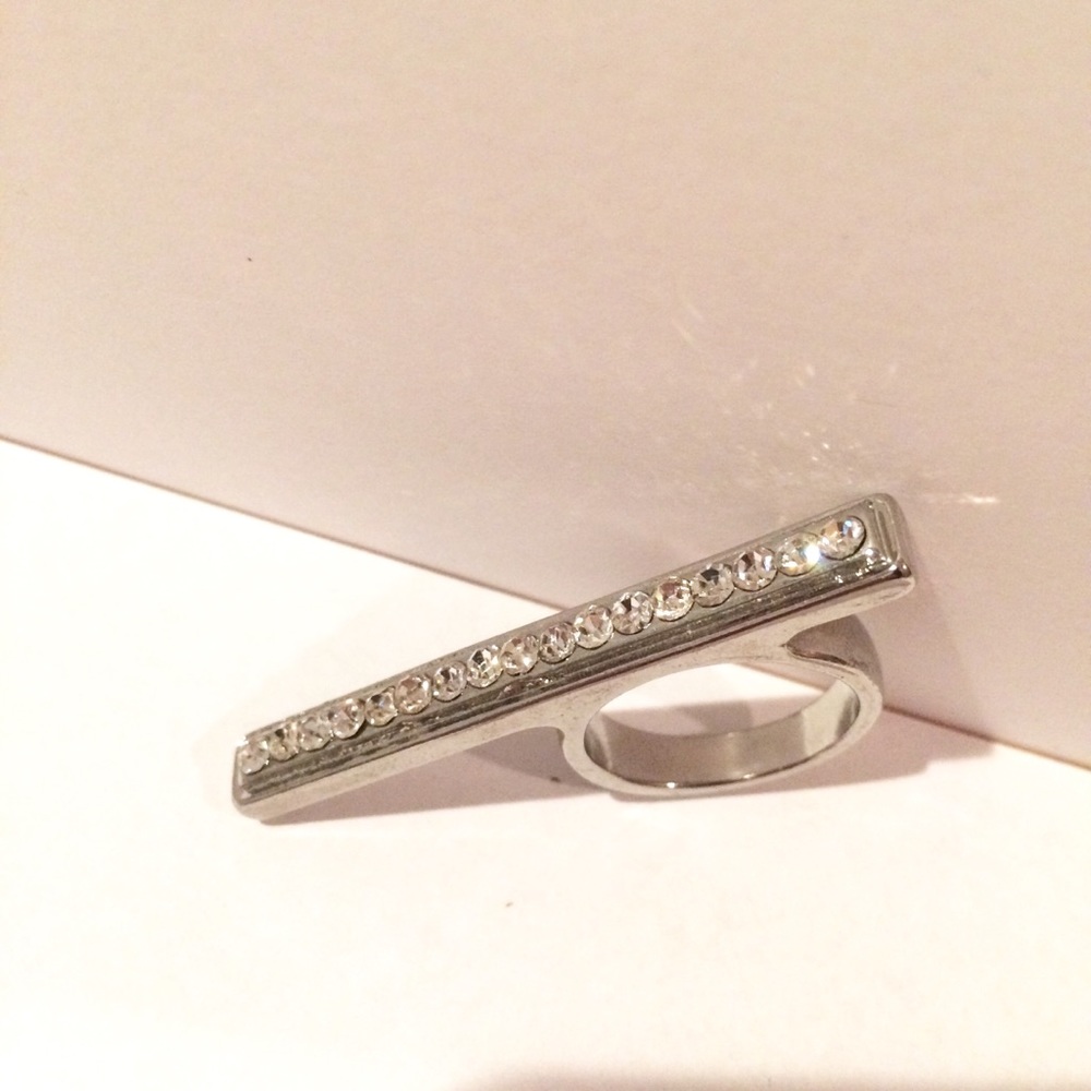 Final Sale! Fashion Pave Bar Ring Silver